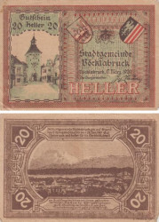 Бона. Австрия. Фёклабрукк 20 геллеров 1920 год. Нотгельд. (F)