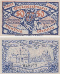 Бона. Германия (Польша). Гильгенбург (Домбрувно) 50 пфеннигов 1920 год. Нотгельд. (XF)