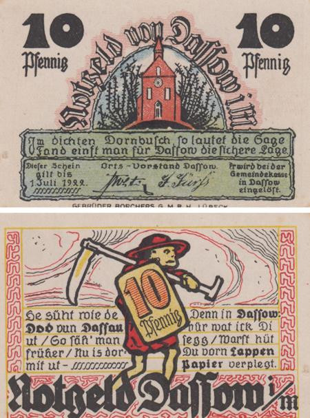  Бона. Германия. Дассов 10 пфеннигов 1922 год. Нотгельд. (XF) 