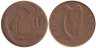  Ирландия. 1 пенни 1995 год. Павлин. 