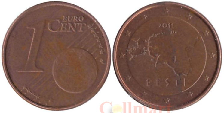  Эстония. 1 евроцент 2011 год. 