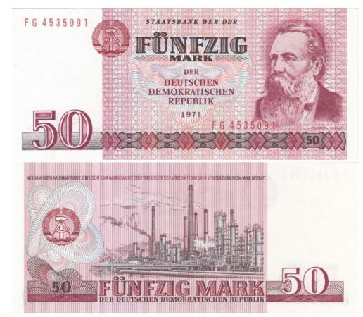  Бона. Германия (ГДР) 50 марок 1971 год. Фридрих Энгельс. (XF-AU) 