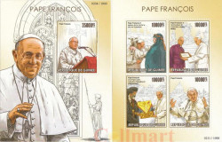 Почтовый блок + малый лист. Гвинея. Папа Римский Франциск (2015).