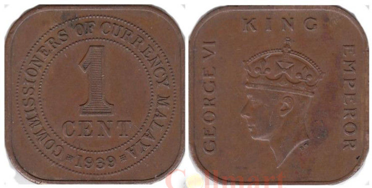  Малайя. 1 цент 1939 год. 