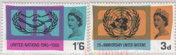 Набор марок. Великобритания. ООН (United Nations), 20-я годовщина. 2 марки.