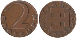 Австрия. 2 гроша 1927 год.