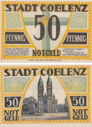 Бона. Германия. Кобленц 50 пфеннигов 1921 год. Собор. Нотгельд. (XF)