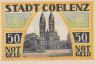  Бона. Германия. Кобленц 50 пфеннигов 1921 год. Собор. Нотгельд. (XF) 