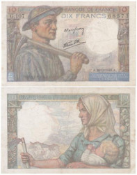 Бона. Франция 10 франков 1946 год. Шахтер. (F)