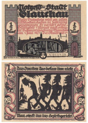 Бона. Германия. Глаухау 1/2 марки 1921 год. Пивная военная серия (Вар. 5). Нотгельд. (XF)