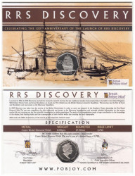 Южная Георгия. 50 пенсов 2021 год. Корабль RRS Discovery - 120 лет со дня спуска на воду. (в открытке)