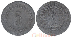 Германия. Меттман. 5 пфеннигов 1917 год. Памятник. Нотгельд.