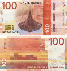 Бона. Норвегия 100 крон 2016 год. Гокстадский корабль. (Пресс)