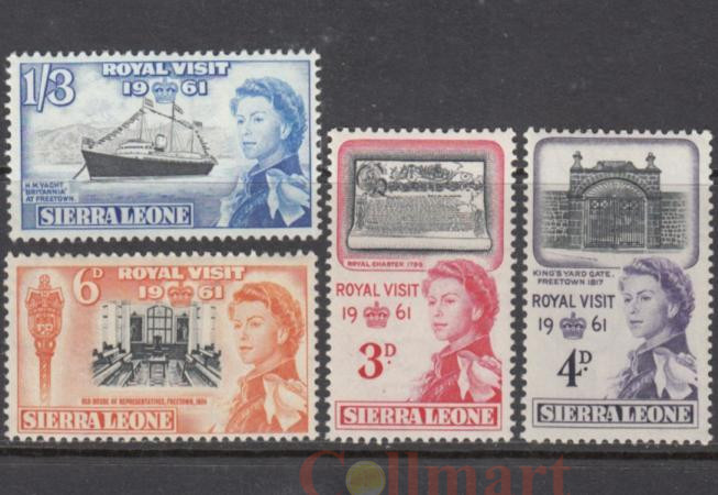  Набор марок. Сьерра-Леоне 1961 год. Королевский визит Елизаветы II. (4 марки) 