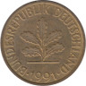  Германия (ФРГ). 10 пфеннигов 1991 год. Дубовые листья. (J) 