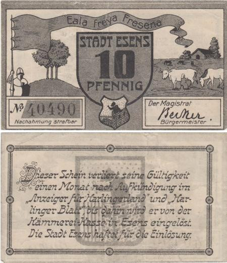  Бона. Германия. Эзенс 10 пфеннигов 1920 год. Нотгельд. (VF) 