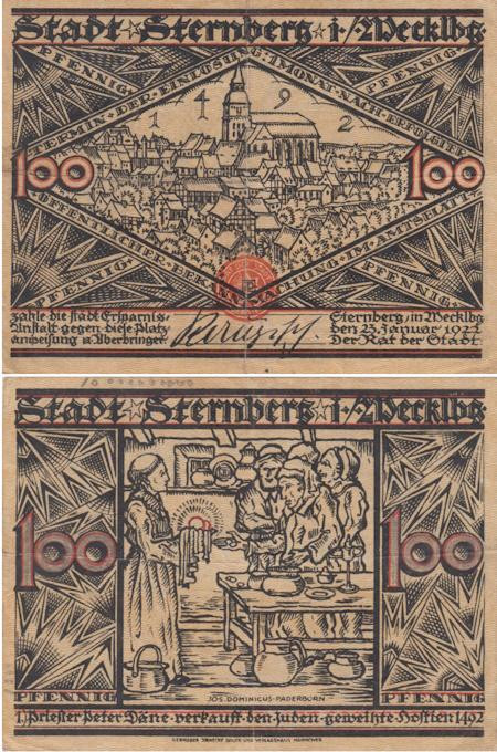  Бона. Германия. Штернберг 100 пфеннигов 1922 год. Нотгельд. (F) 