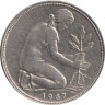  Германия (ФРГ). 50 пфеннигов 1967 год. Женщина, сажающая росток дуба. (F) 