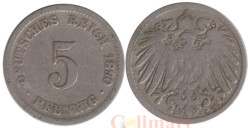 Германская империя. 5 пфеннигов 1890 год. (D)