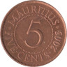  Маврикий. 5 центов 2003 год. Сивусагур Рамгулам. 