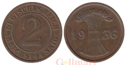 Веймарская республика. 2 рейхспфеннига 1936 год. (A)