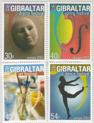 Набор марок. Гибралтар. Искусство плаката. 4 марки.