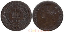 Ньюфаундленд. 1 цент 1890 год. Королева Виктория.