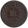  Ньюфаундленд. 1 цент 1890 год. Королева Виктория. 