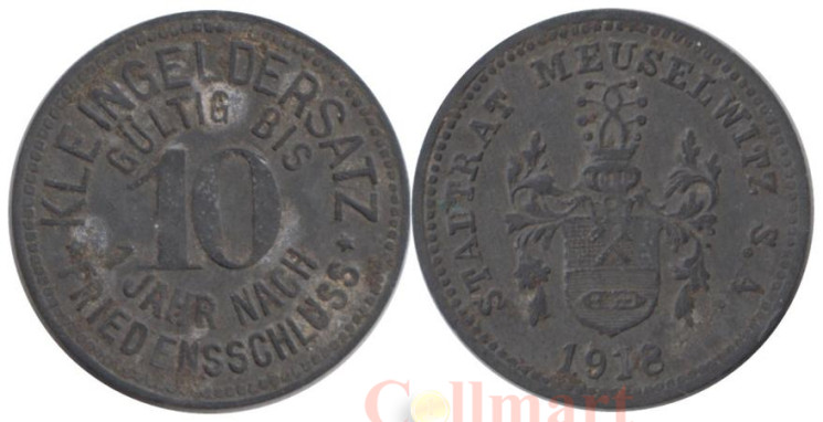  Германия. Мойзельвиц. 10 пфеннигов 1918 год. Нотгельд. 
