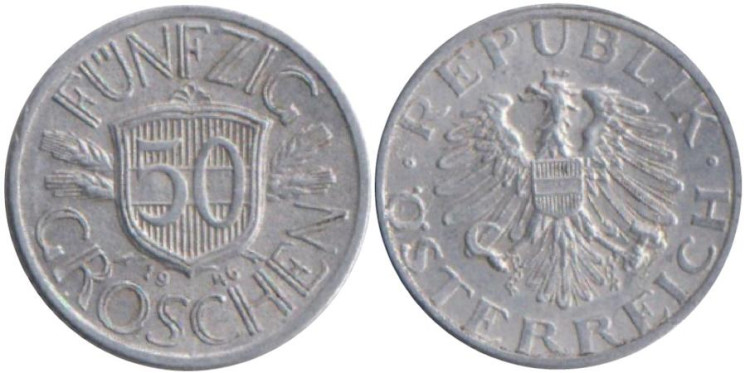  Австрия. 50 грошей 1946 год. 