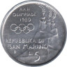  Сан-Марино. 5 лир 1980 год. XXII летние Олимпийские Игры, Москва 1980 - Бег. 
