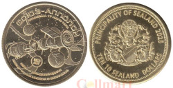 Памятный жетон. Силенд. 10 долларов 2025 год. История Российской космонавтики. Союз-Аполлон.