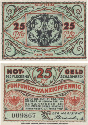 Бона. Германия. Остерхольц-Шармбек 25 пфеннигов 1921 год. Нотгельд. (XF)