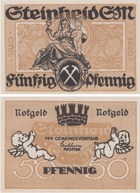  Бона. Германия. Штайнхайд (Зоннеберг) 50 пфеннигов 1920 год. Нотгельд. (XF) 
