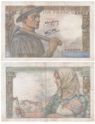 Бона. Франция 10 франков 1944 год. Шахтер. (F)