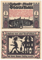 Бона. Германия. Глаухау 1/2 марки 1921 год. Пивная военная серия (Вар. 2). Нотгельд. (XF)