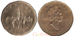 Канада. 1 доллар 1992 год. 125 лет Канадской конфедерации. Парламент.