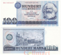 Бона. Германия (ГДР) 100 марок 1975 год. Карл Маркс. (AU)