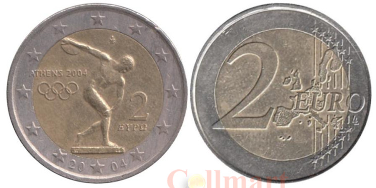  Греция. 2 евро 2004 год. XXVIII летние Олимпийские Игры, Афины 2004. 
