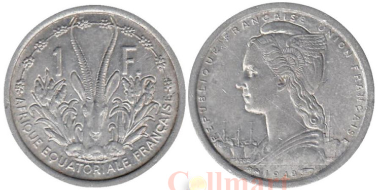  Французская Экваториальная Африка. 1 франк 1948 год. Антилопа. 