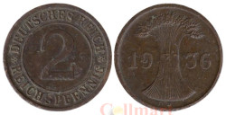 Веймарская республика. 2 рейхспфеннига 1936 год. (D)