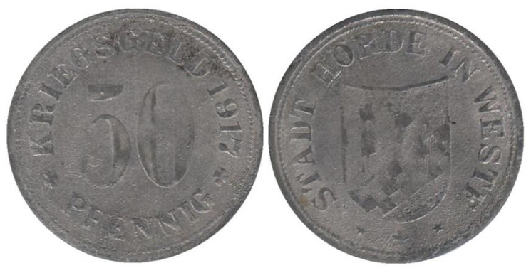  Германия. Хёрде. 50 пфеннигов 1917 год. Нотгельд. 