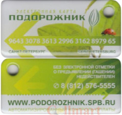 Россия. Электронная карта метро Санкт-Петербурга "Подорожник". Лист подорожника и божья коровка. (брелок)