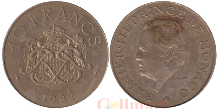  Монако. 10 франков 1982 год. Князь Ренье III. 