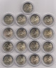  Набор монет 2 евро 2012 год. 10 лет наличному обращению евро. (17 штук) 