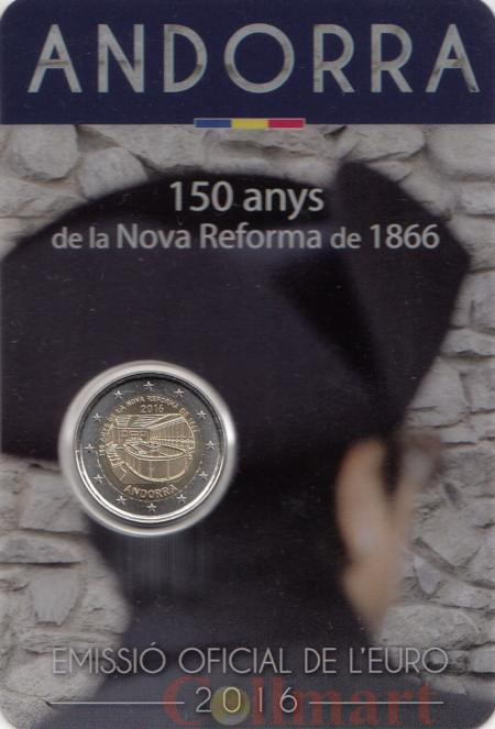  Андорра. 2 евро 2016 год. 150 лет Новой реформе 1866 года. 