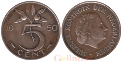 Нидерланды. 5 центов 1950 год. Королева Юлиана.