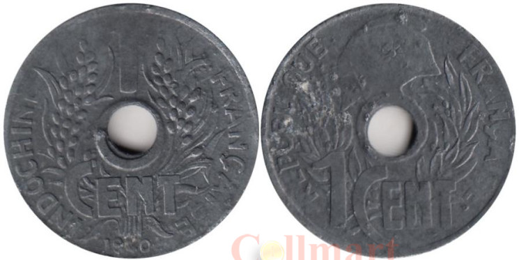  Французский Индокитай. 1 сантим 1940 год. 