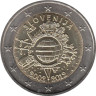  Словения. 2 евро 2012 год. 10 лет наличному обращению евро. 