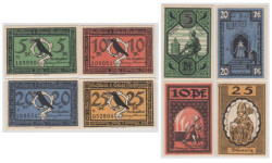 Набор банкнот. Германия. Мерзебург 5, 10, 20, 25 пфеннигов 1921 год. Нотгельды, 4 штуки. (XF)